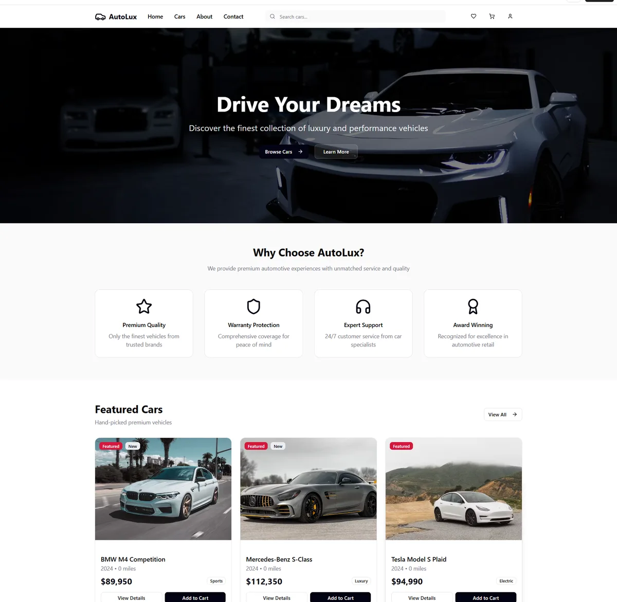 Premium car catalog for a dealership